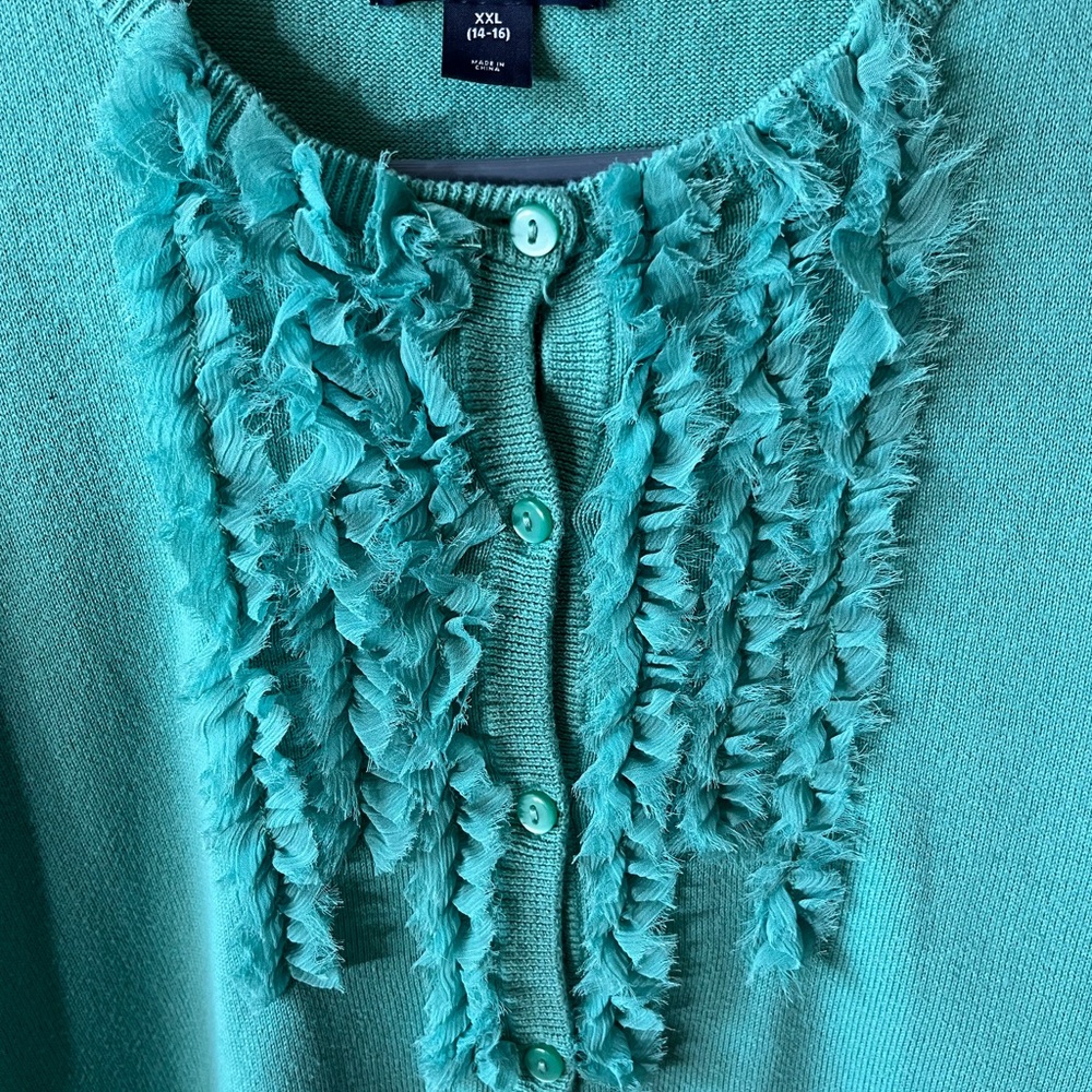 2 Pack Girl Green and Cream Cardigan Set with Ruffled Details - Picture 4 of 6